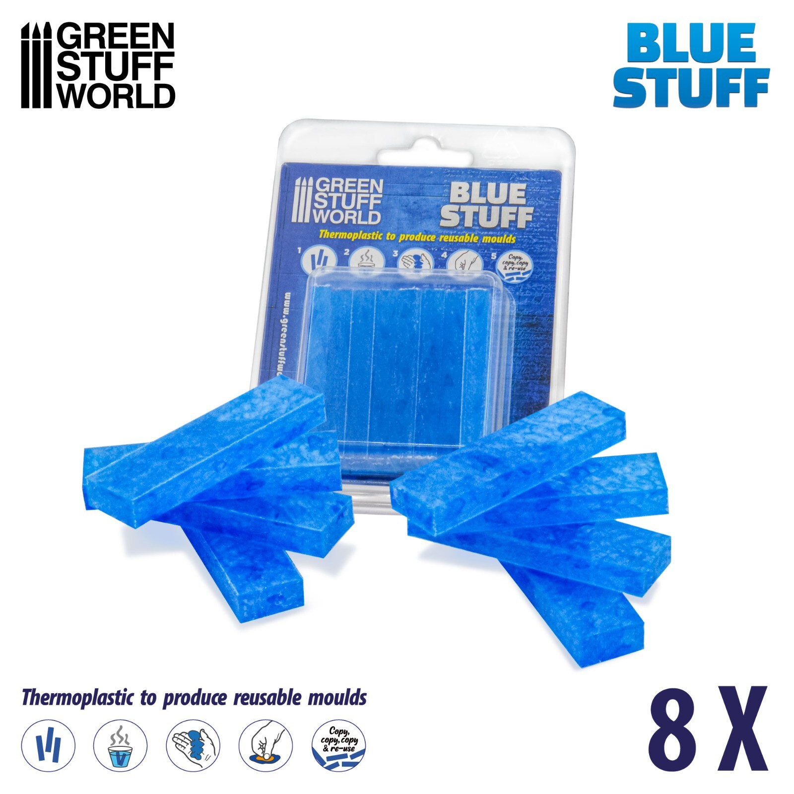 Blue Stuff 8Bars - Make reusables instant molds - OOAK Doll Reborn