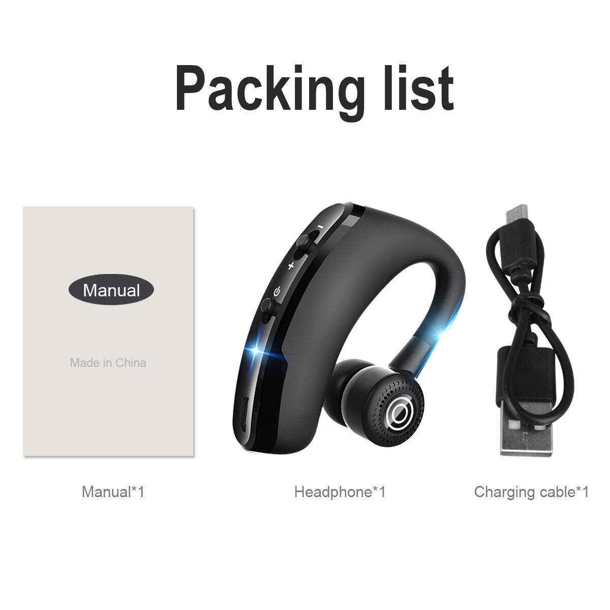 Bluetooth 5.0 Earpiece Wireless Headset Driving Trucker Earbuds Noise Cancelling