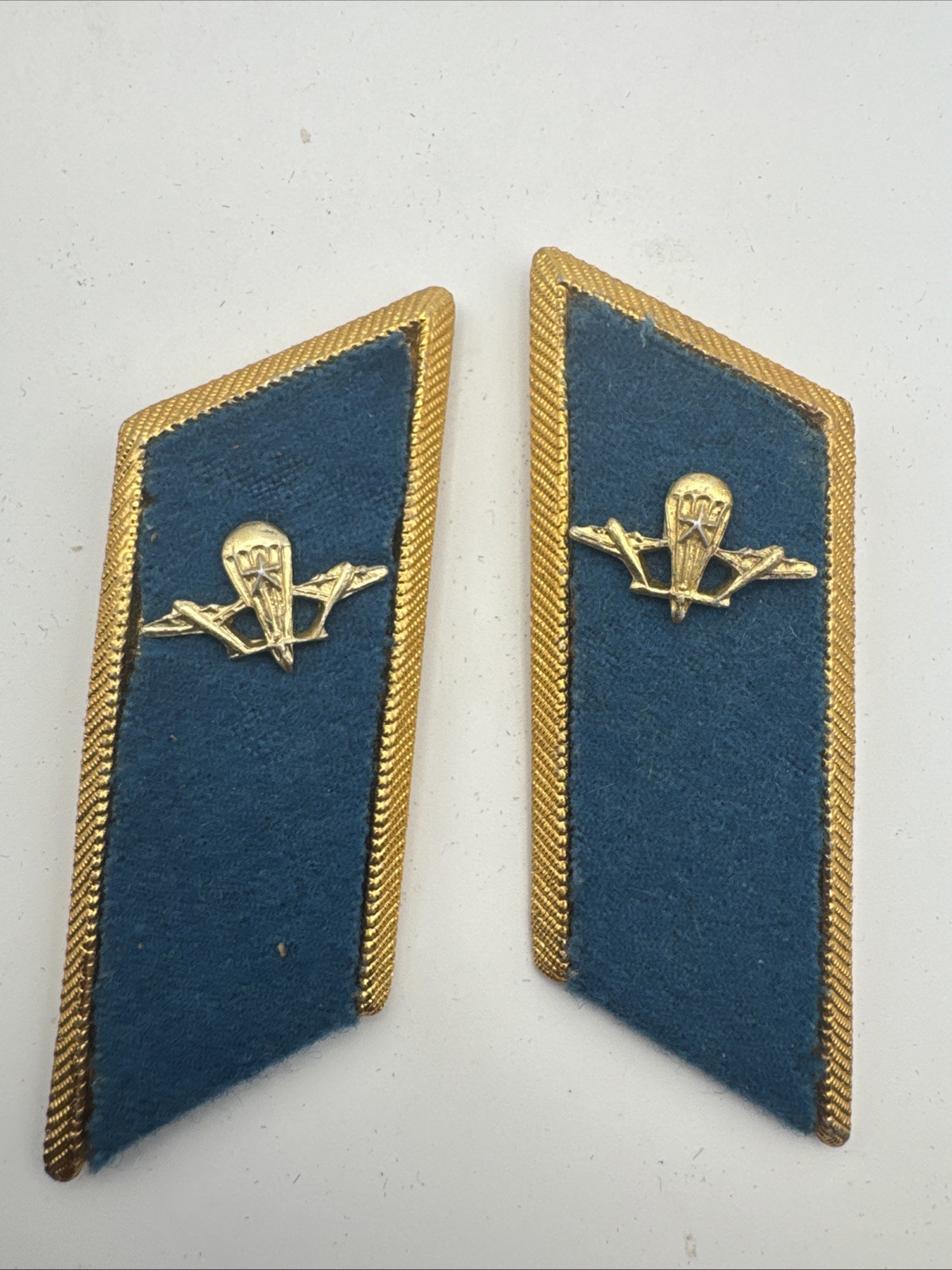 PAIR Soviet Union Collar Tabs Insignia Blue Dress Parade Air Force Paratrooper