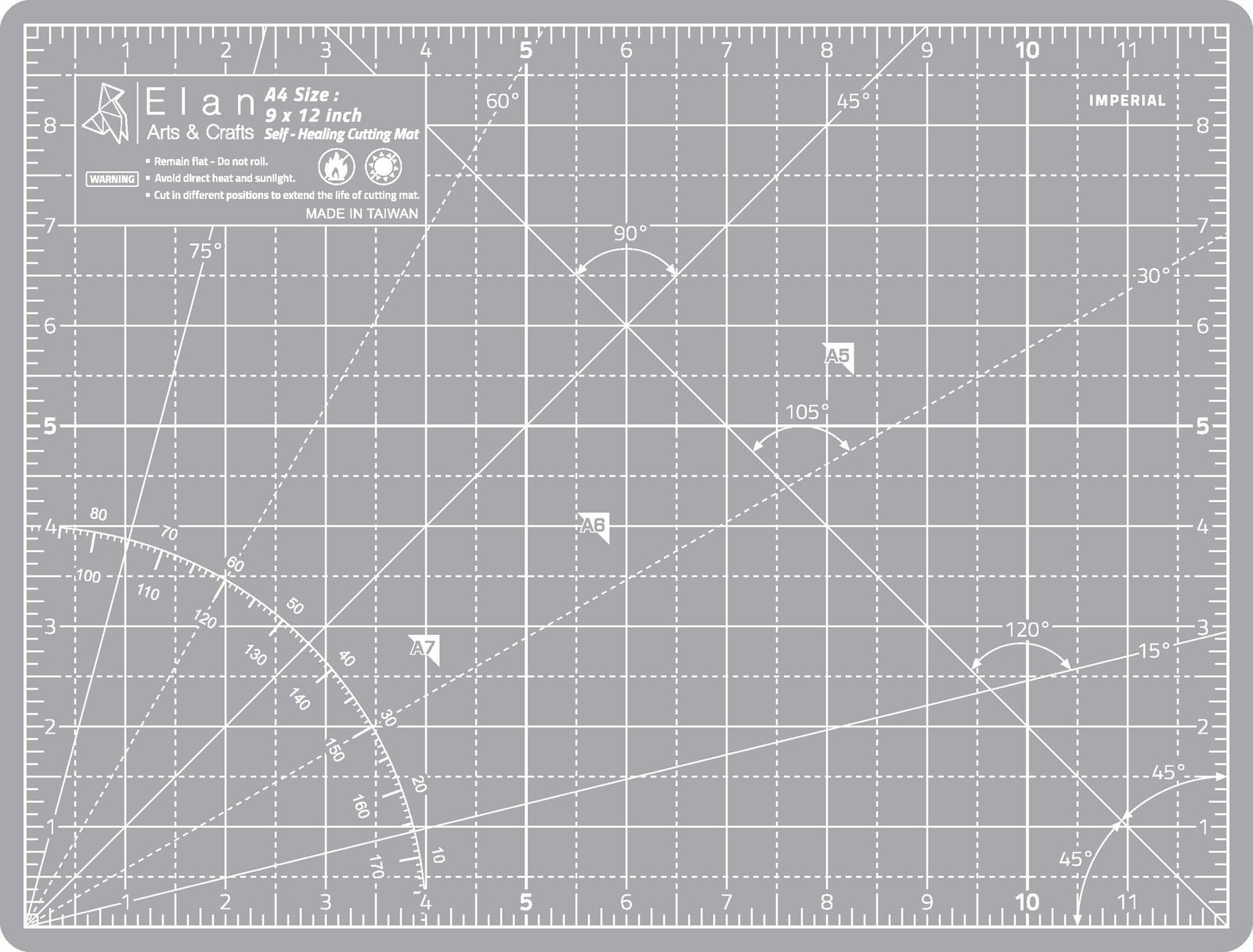 Elan Cutting Mat A4 Gray, Self Healing Cutting Mat 9x12 Inch, 5-Ply Craft Boa...