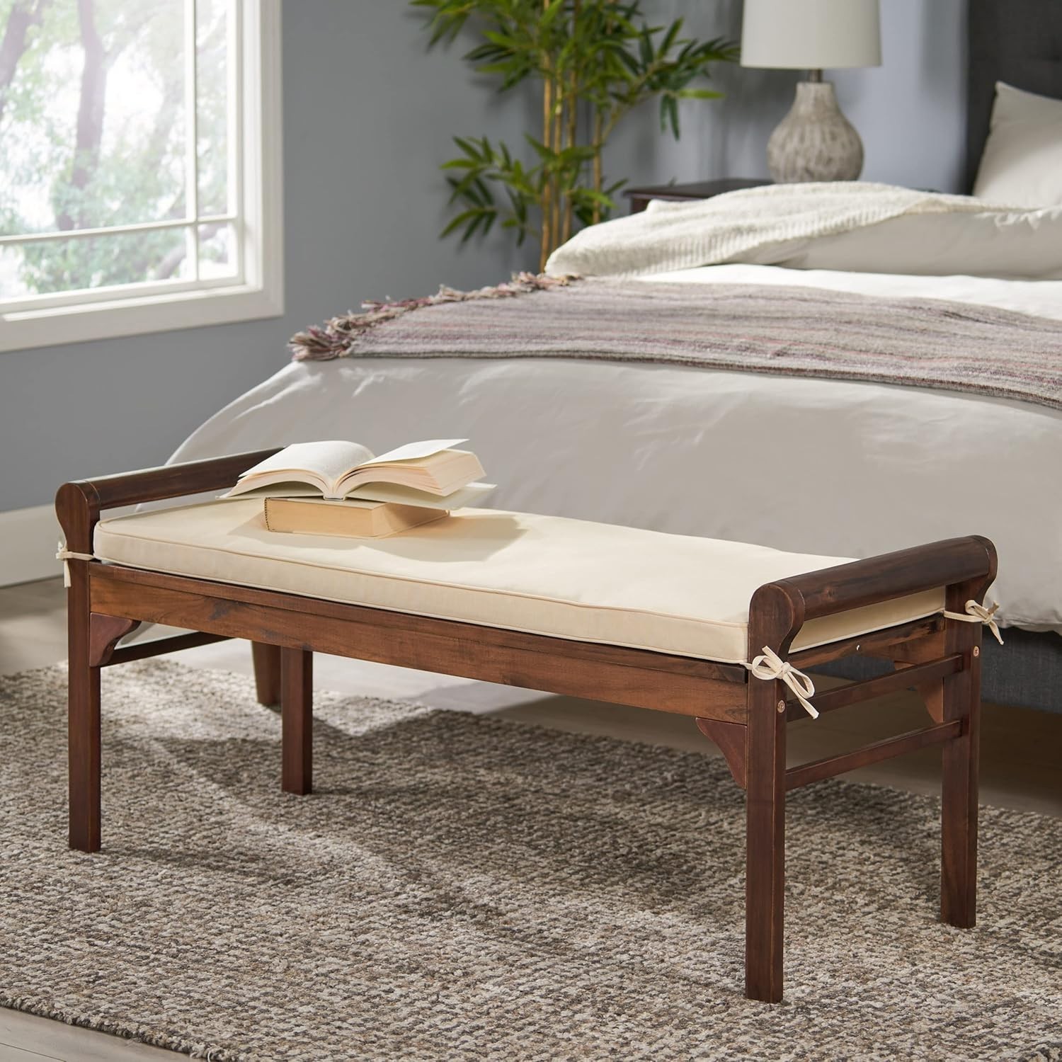 Solid Wood End of Bed Bench Modern Rustic Entrance Entry Farm Window Seat 47"L