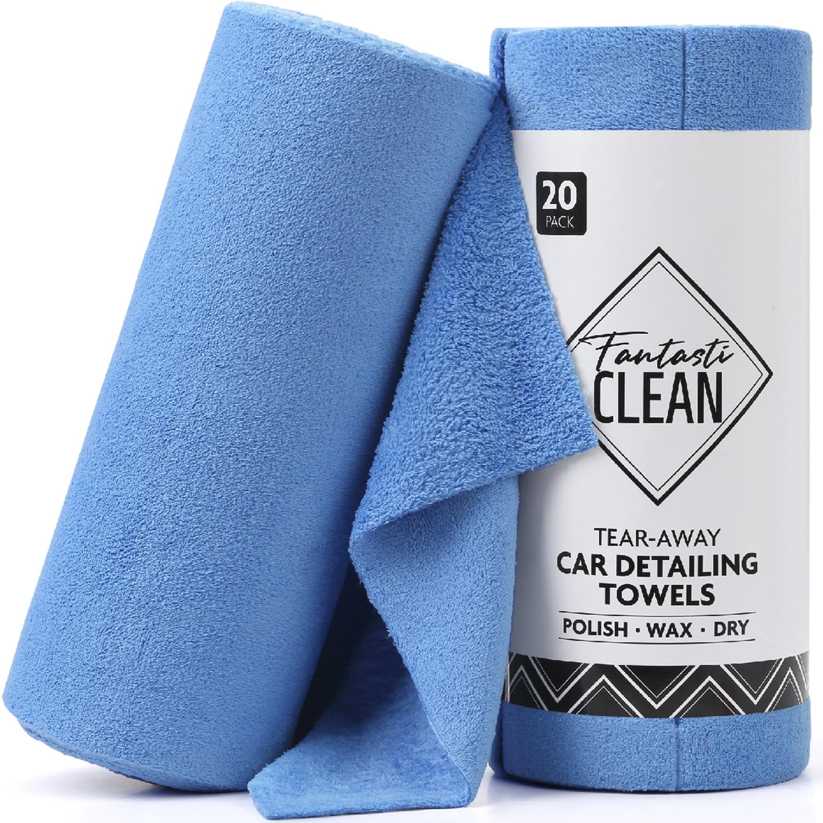 Fantasticlean Microfiber Towels for Cars, Tear Away Car 20 pack, Blue