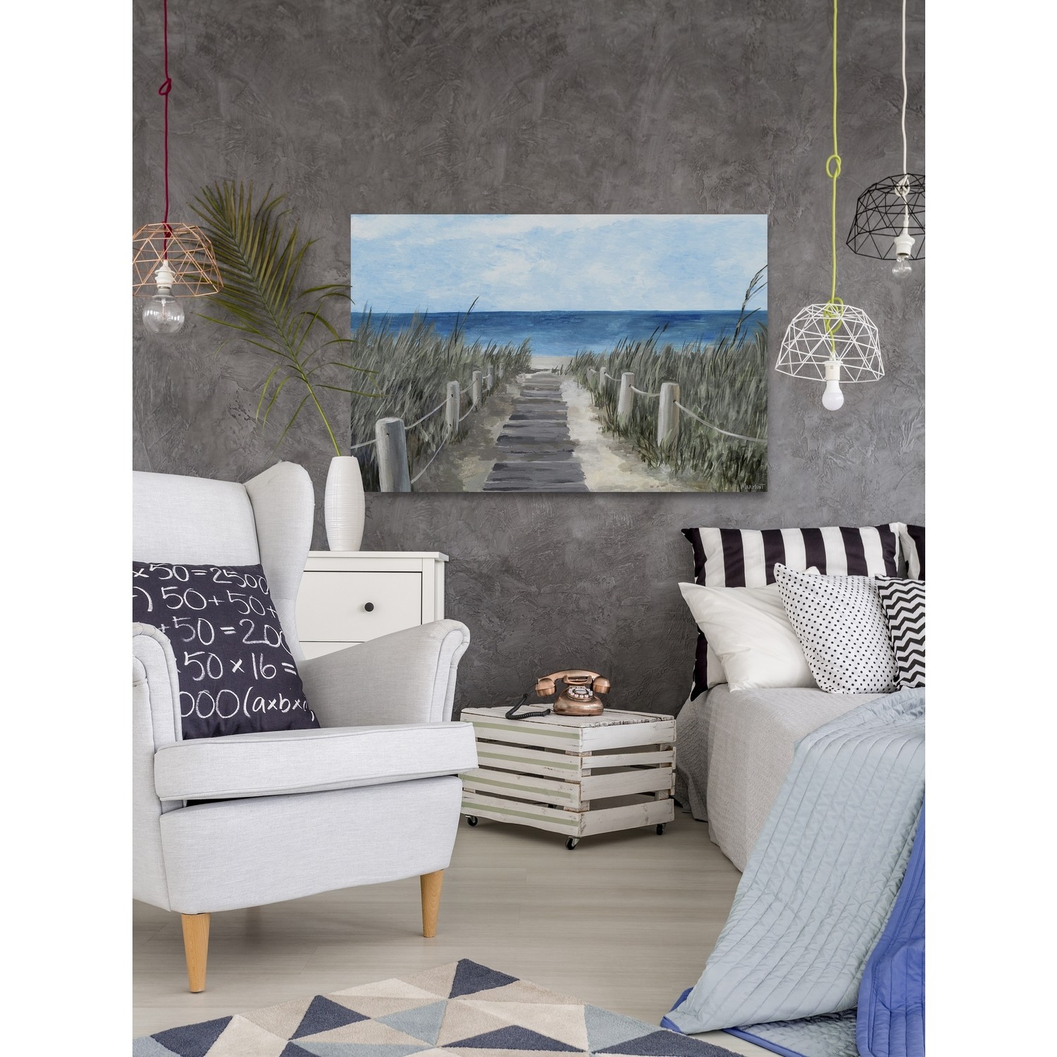 Marmont Hill Beach Wood Path Painting Print on Wrapped Canvas