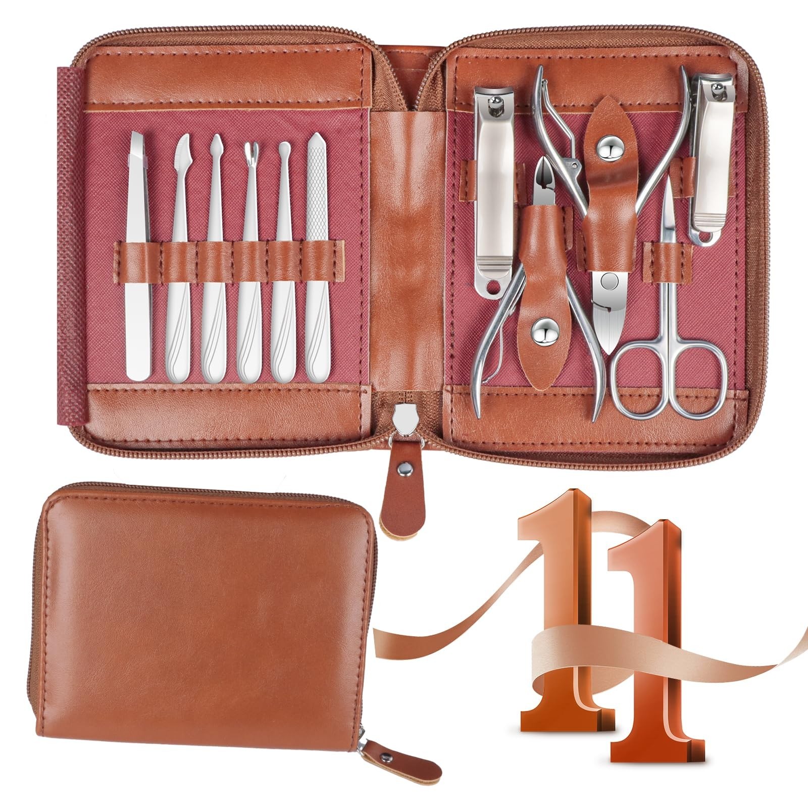 Manicure Set 11 in 1 Stainless Steel Nail Clippers for Men，Manicure Kit f