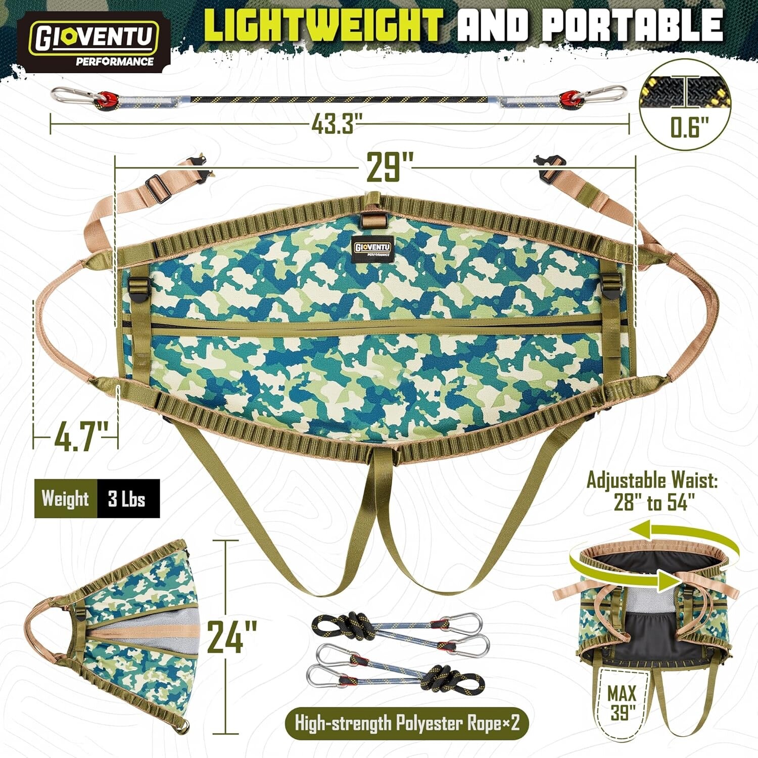Hunting Saddle,Comfortable,Durable with Adjustable Bridge,Molle System,Leg Strap