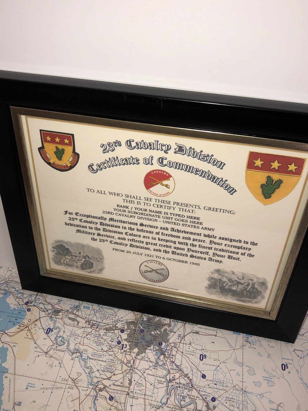 23RD CAVALRY DIVISION / COMMEMORATIVE - CERTIFICATE OF COMMENDATION