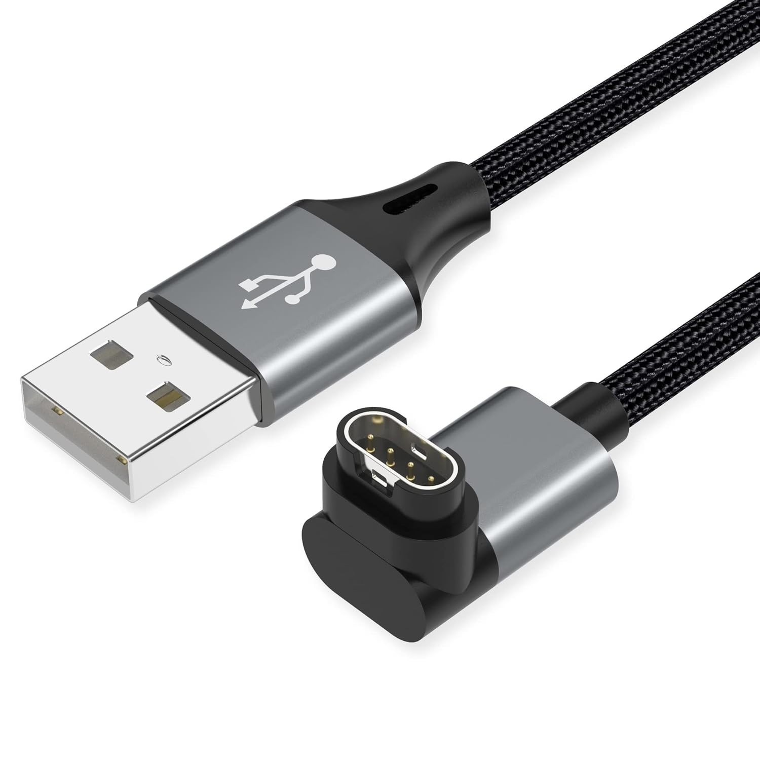 2 Pack 3.3ft Charger Cable for Garmin Watch, L-Shape Braided Charging Cord fo...