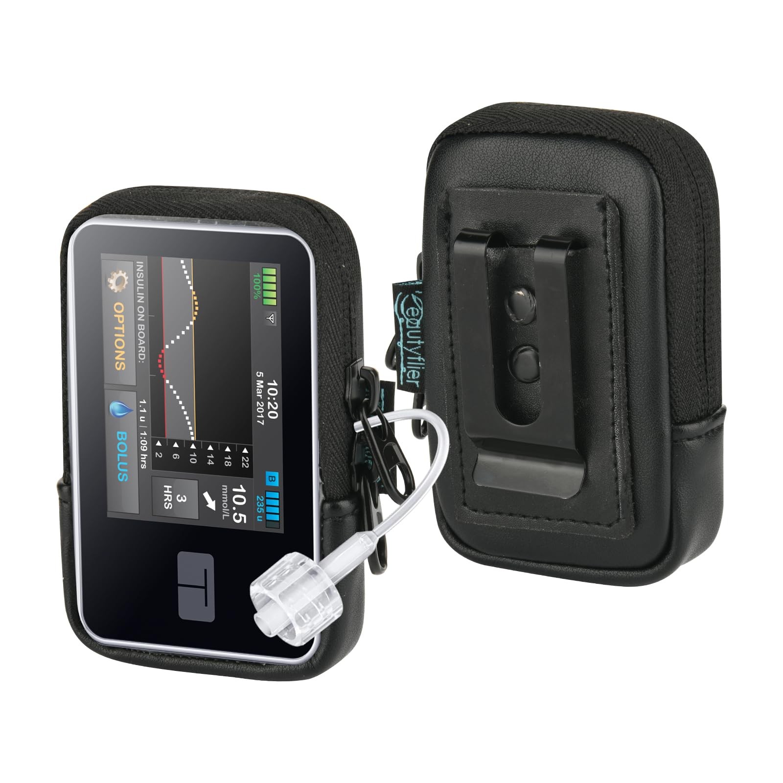 Beautyflier Insulin Pump Case for Tandem T:Slim X2, 3.6x2.2x1IN, Black