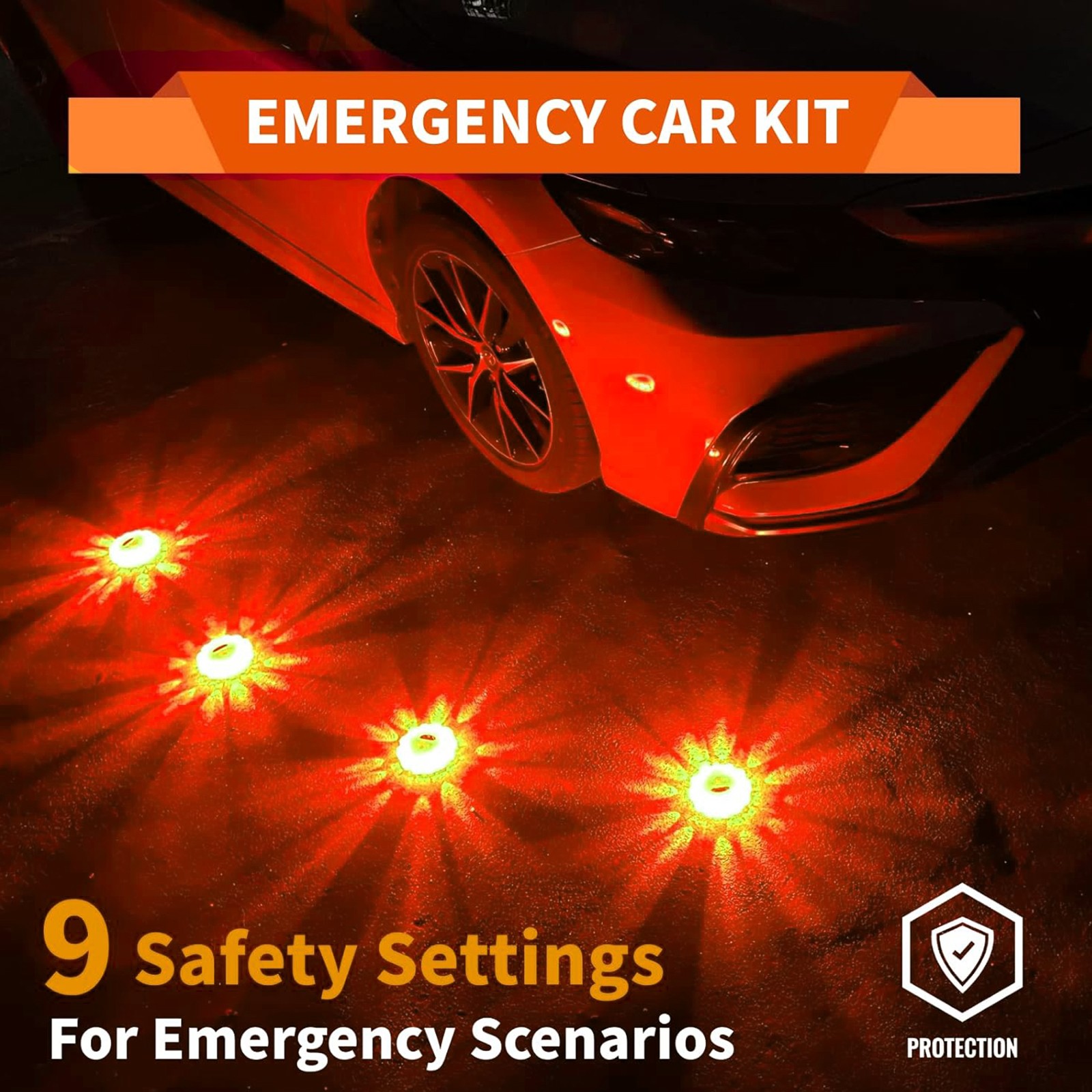 3pcMagnetic Flashing Road Flares Emergency Safety Warning Light Battery-Powered