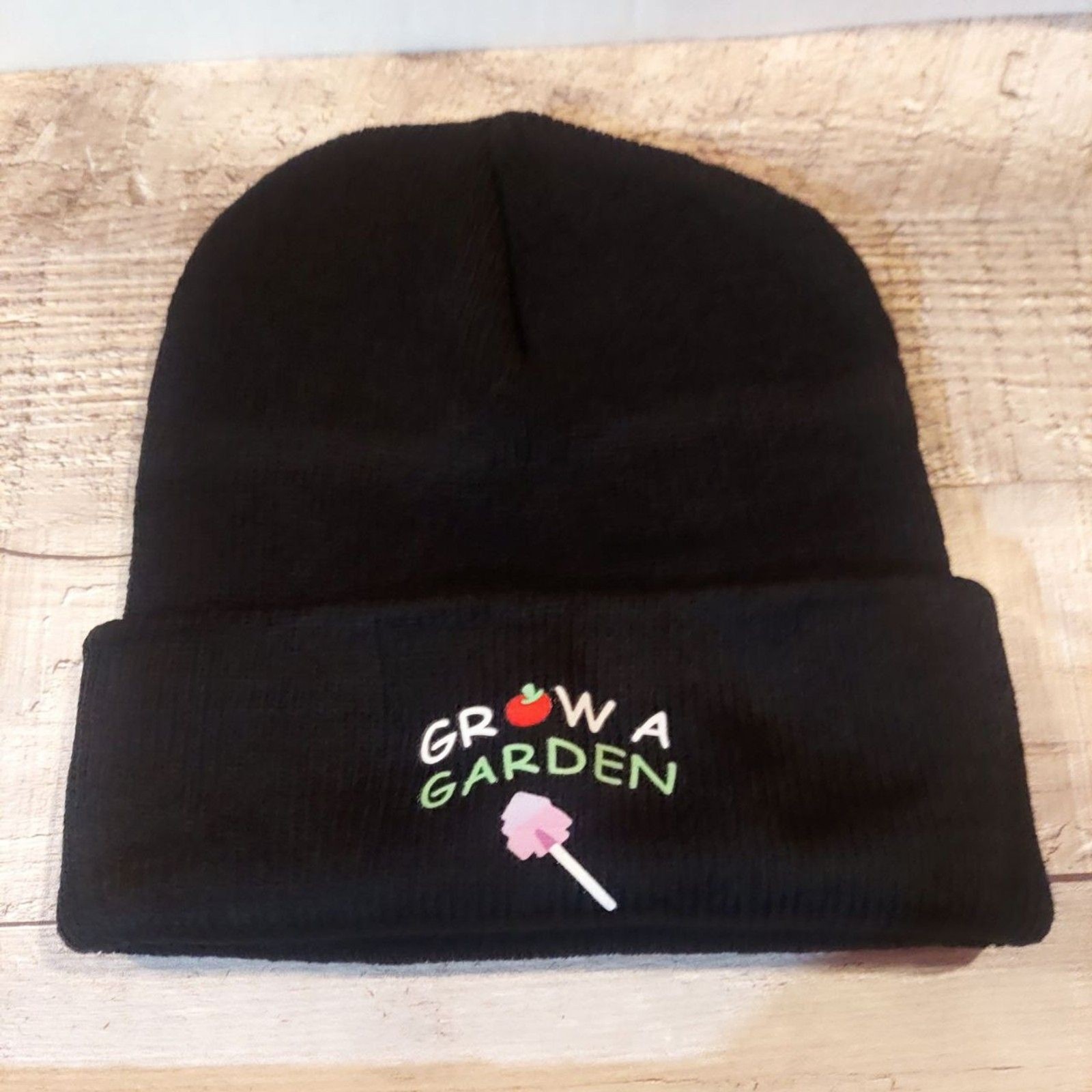 Grow a Garden Beanie Hat Black Cuffed Beanie Hat Gamer Gift Garden Video Game