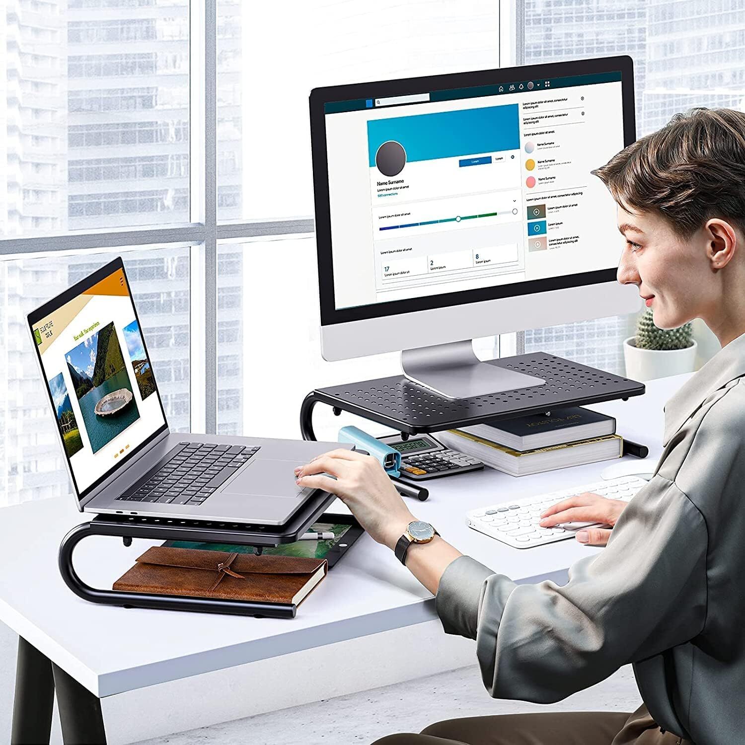 Monitor Stand Riser, Laptop Stand for Desk, Laptop Riser, Desk Organizer