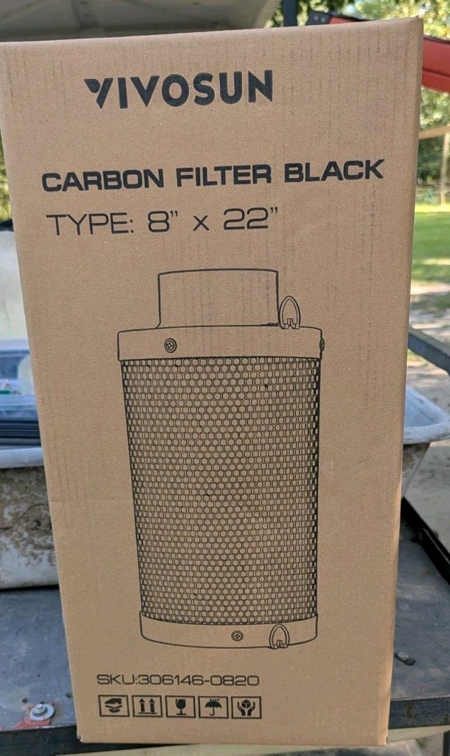 VIVOSUN 8"x22" Carbon Filter Black Odor Exhaust Fan 306146-0820