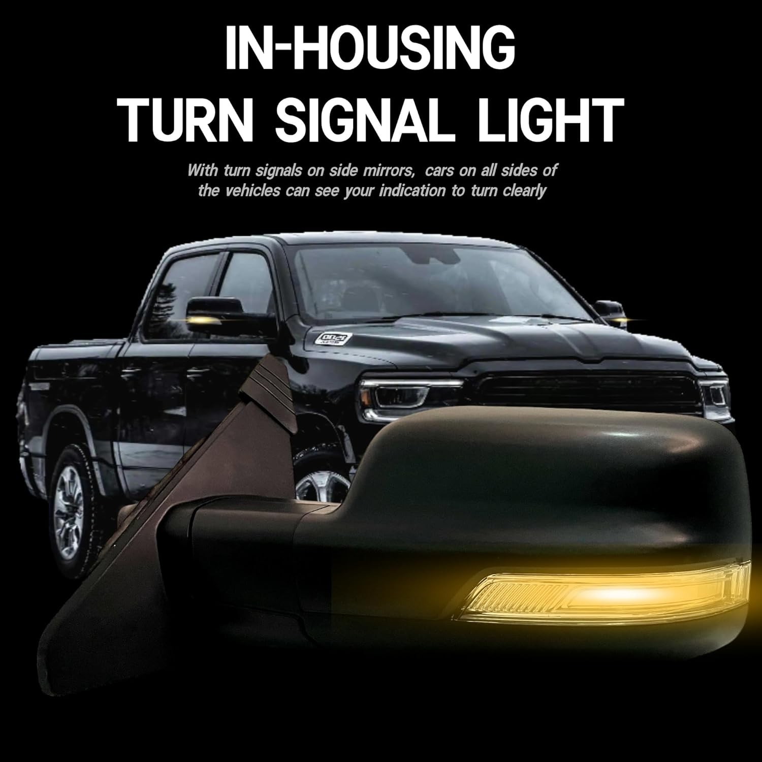 For Dodge Ram 1500 2019-2026 Left Driver Side Mirror Heated Signal Blind Spot