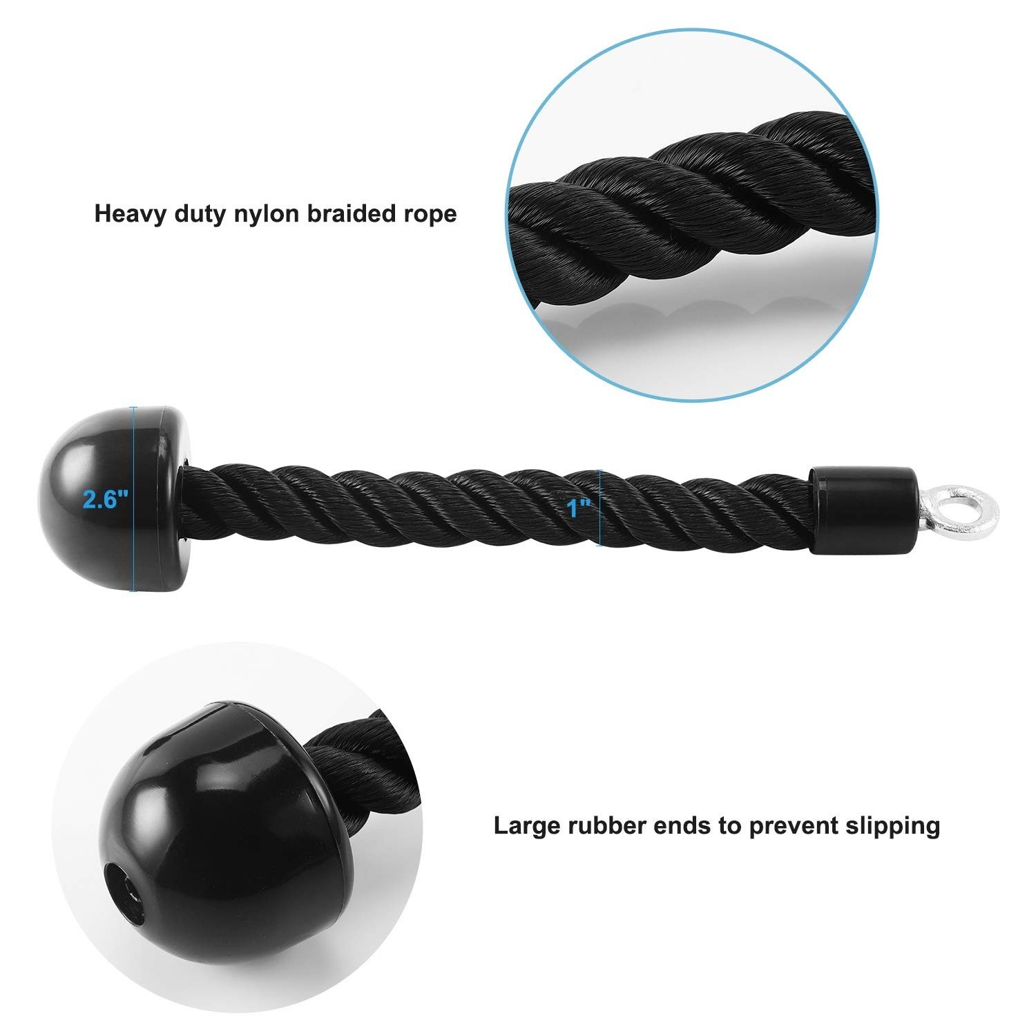 Pull Down Rope Single Grip Tricep Bicep Exercise Attachment for Cable Machine...