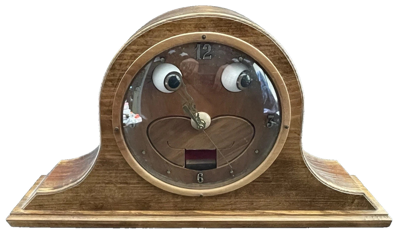 Ventriloquist Dummy Mantle Clock Moving Eyes/Mouth Puppet Magic Tricks Works!