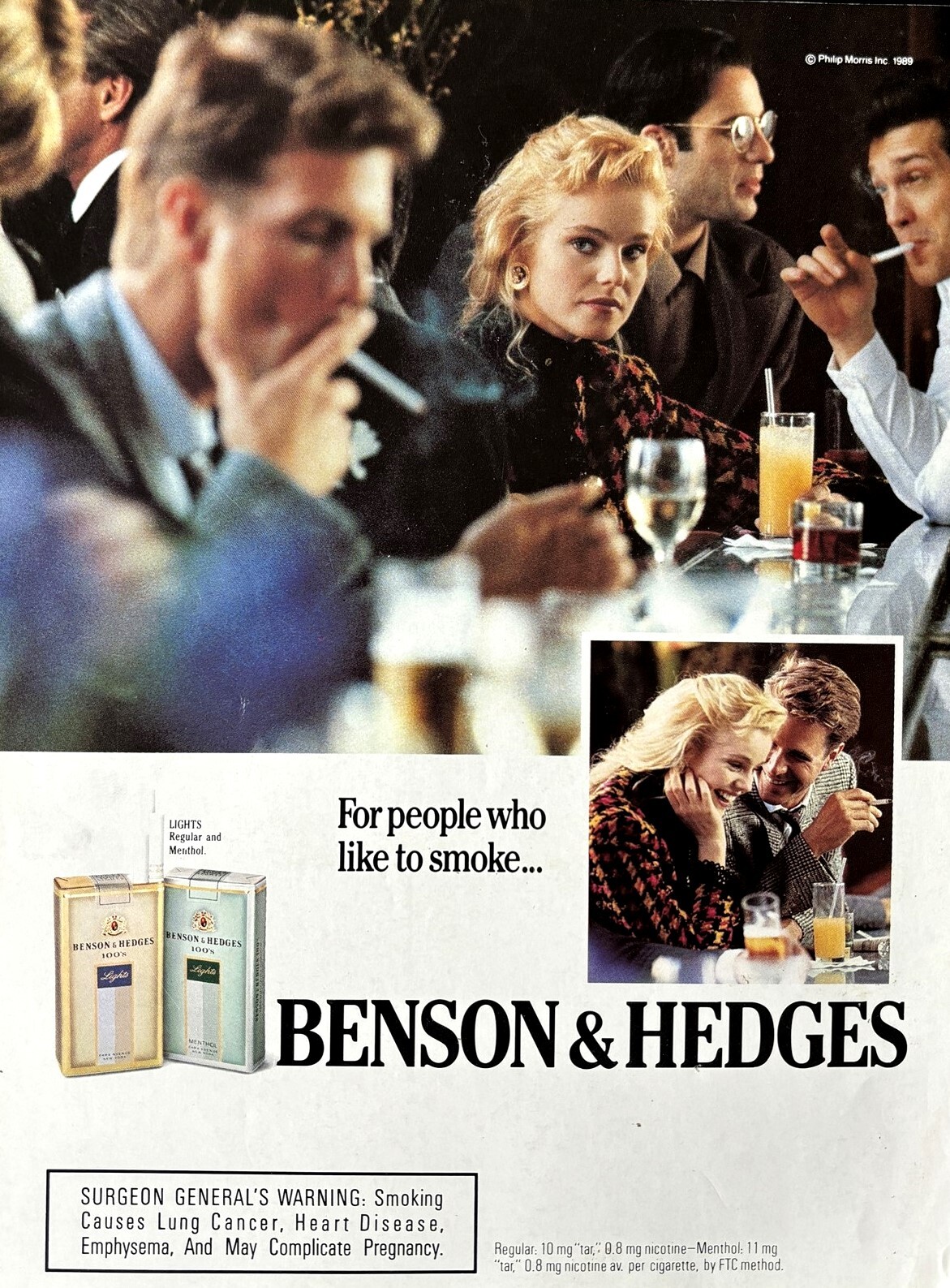 1988 BENSON & HEDGES CIGARETTE For People Who Like to Smoke Vintage PRINT AD