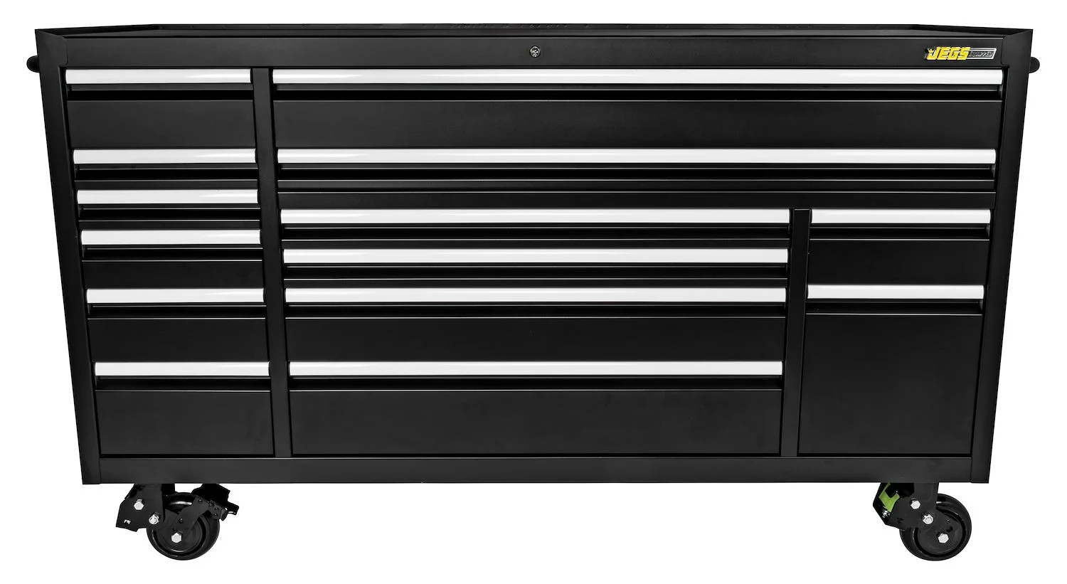 JEGS 72 in. 14-Drawer Rolling Tool Cabinet [Black Powder-Coated]