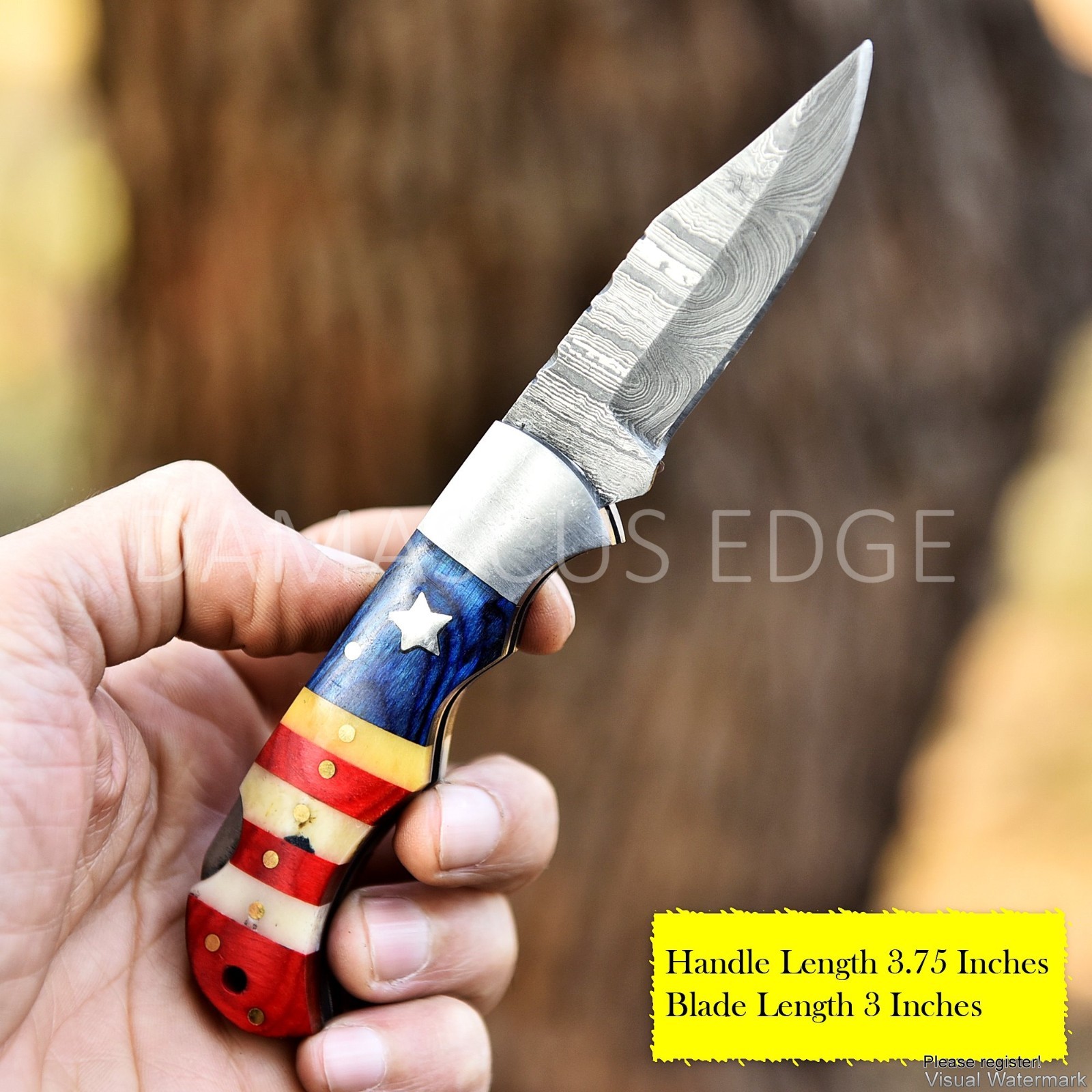 7'' Handmade Damascus Folding Knife – Pocket EDC Custom Outdoor Sharp Blade Tool