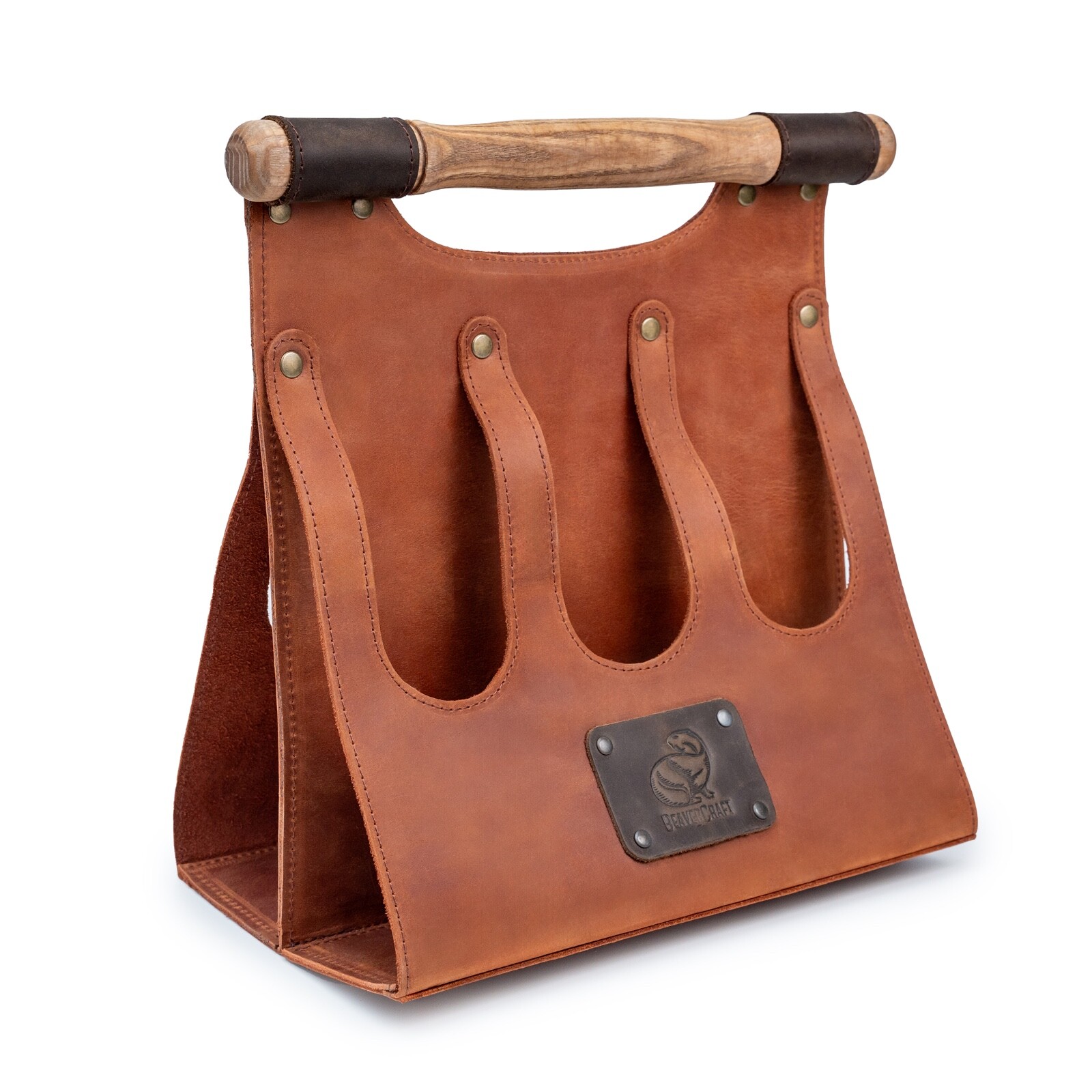 LC_BH6 – Leather Beer Carrier 6-Pack Bottle Caddy BeaverCraft