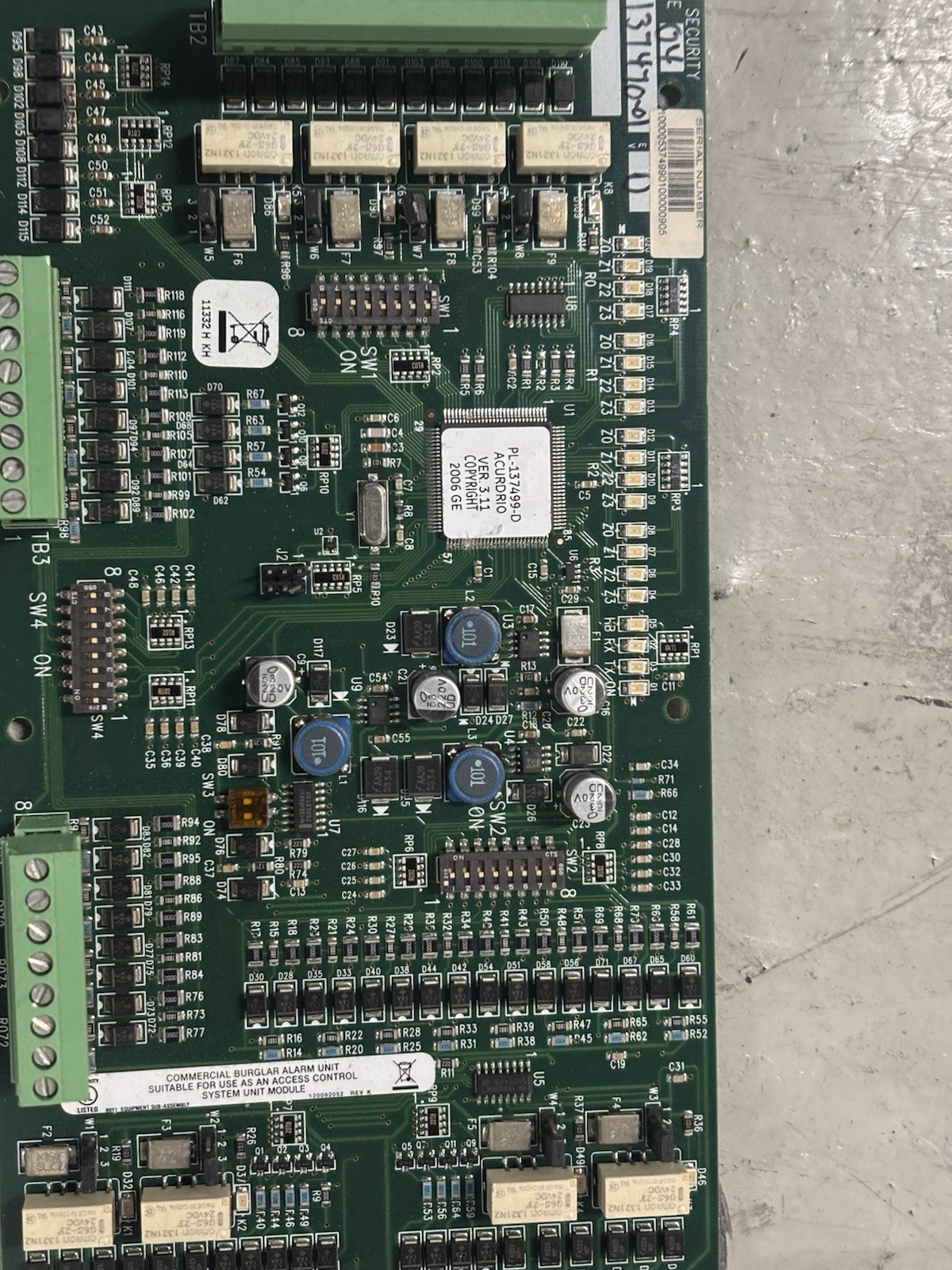 GE Security ACUXL16 RRE04- E1L Remote Reader Interface Panel Board Asy