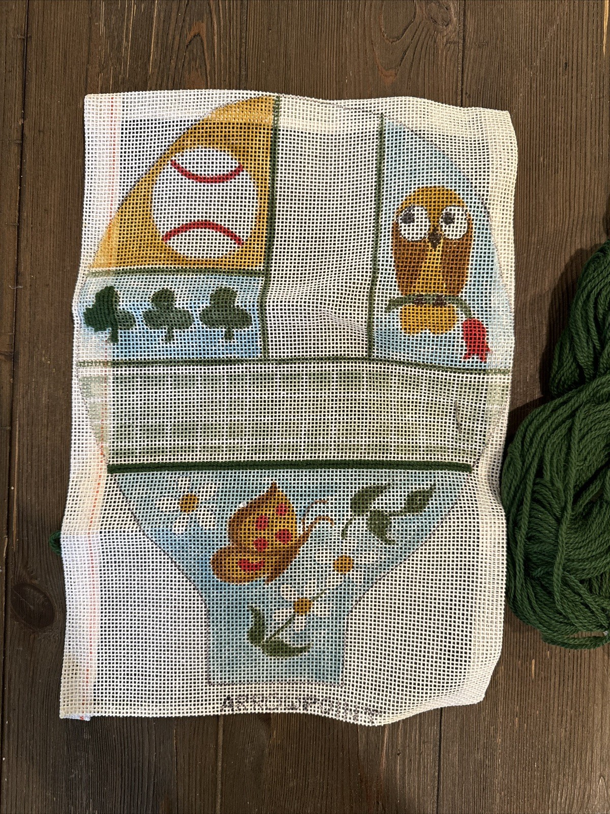 VTG Needlepoint Racquet Cover Canvas With Thread Arrowpoint