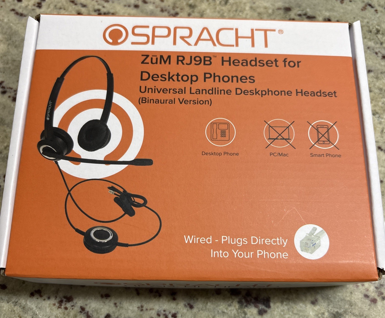 Spracht Zum RJ9B Dual Ear Headset for Desktop Landline Phone Phones ZumRJ9B NEW