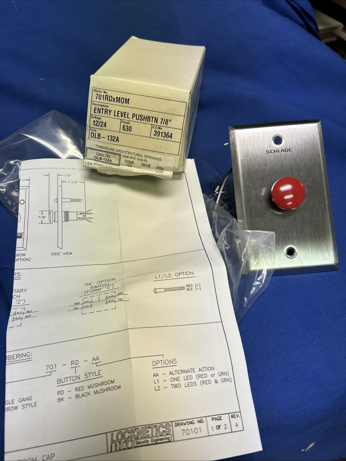 New Locknetics 701 RDxMOM Entry Level Pushbutton Security SS Stainless WallPlate