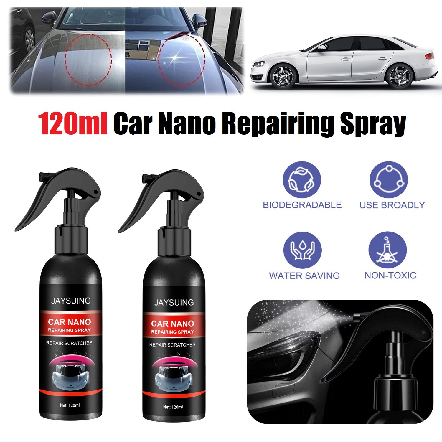 1/2PCS Car Scratch Repair Nano Spray Car Fast Repair Scratches Repairing Spray