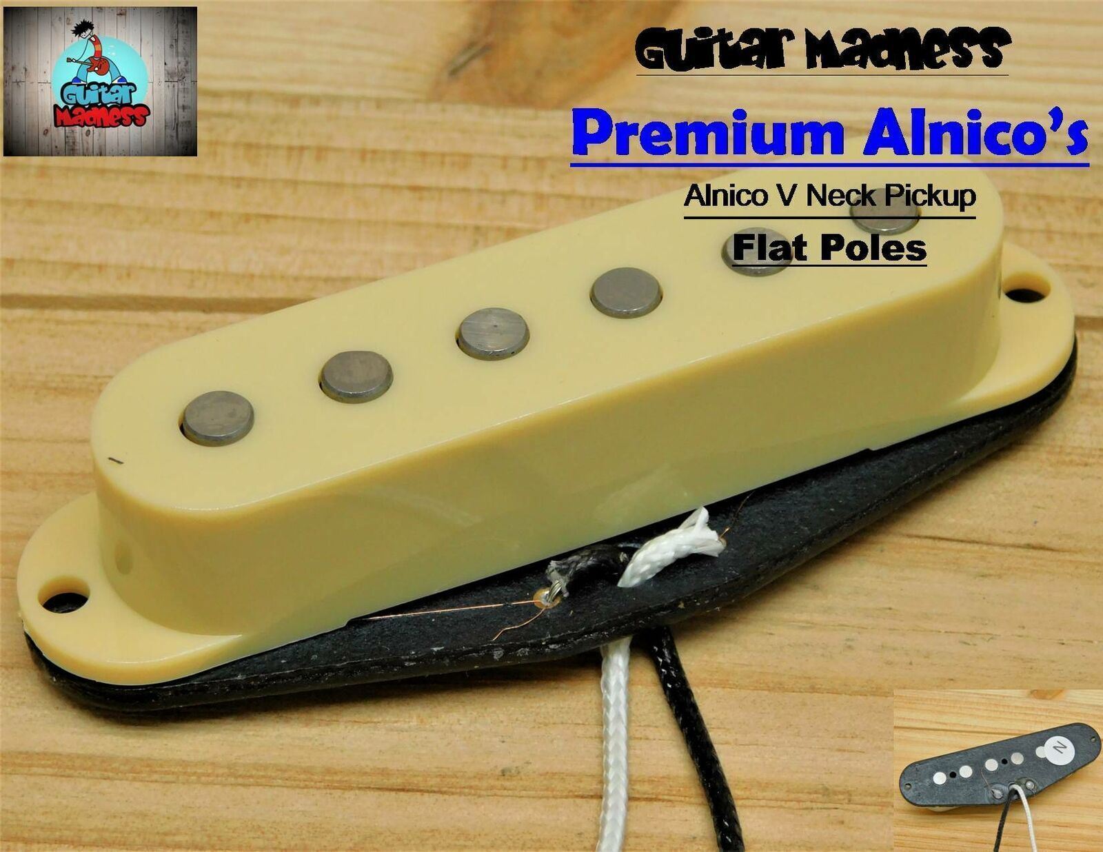 G.M. Premium Alnicos A5 Flat Poles  Strat Stratocaster® Single Coil Neck Cream