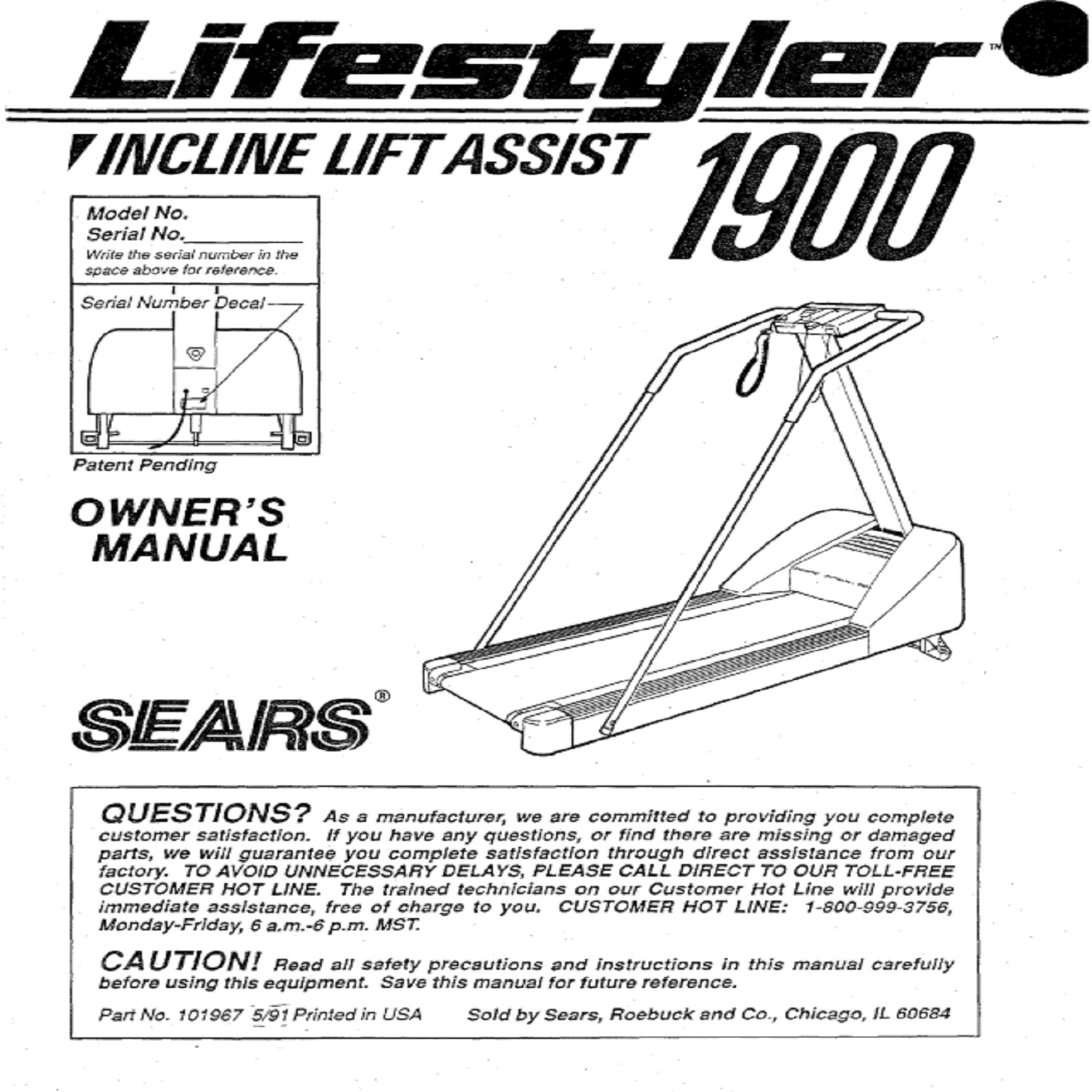 LIFE Styler 1900 - 831.296841 Treadmill Owners Manual 103301