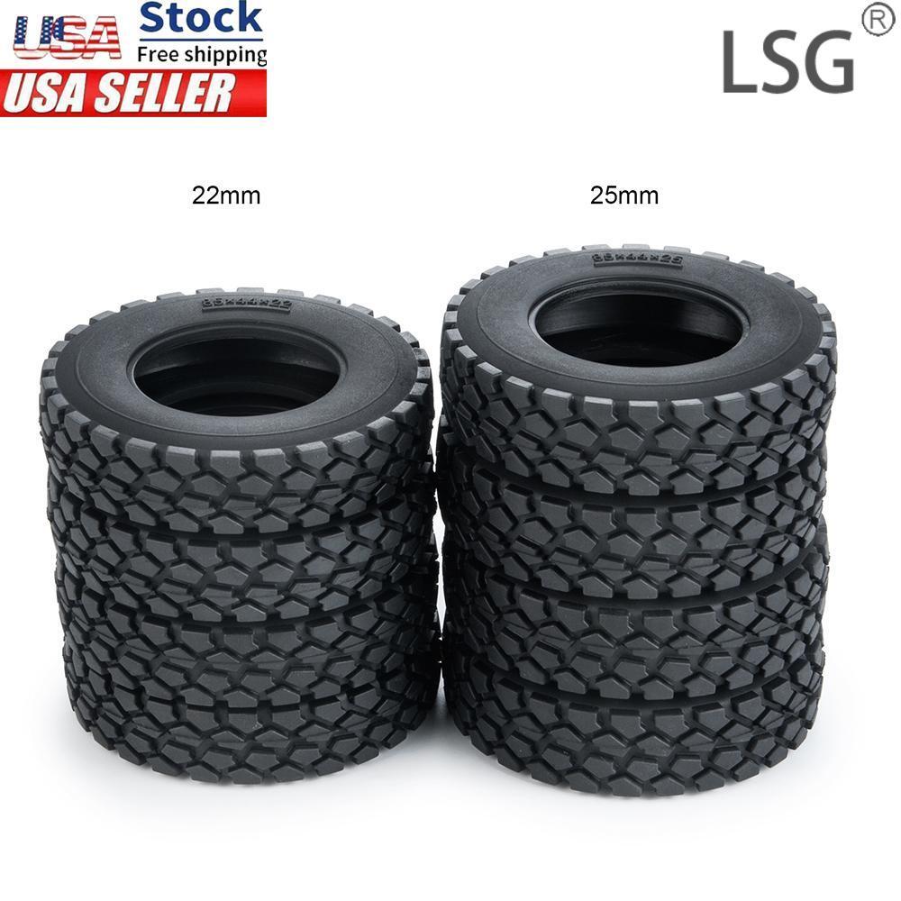 LSG 1:14 RC Rubber Tires 22mm/25mm For Tamiya Tractor Truck Trailer Climbing Car