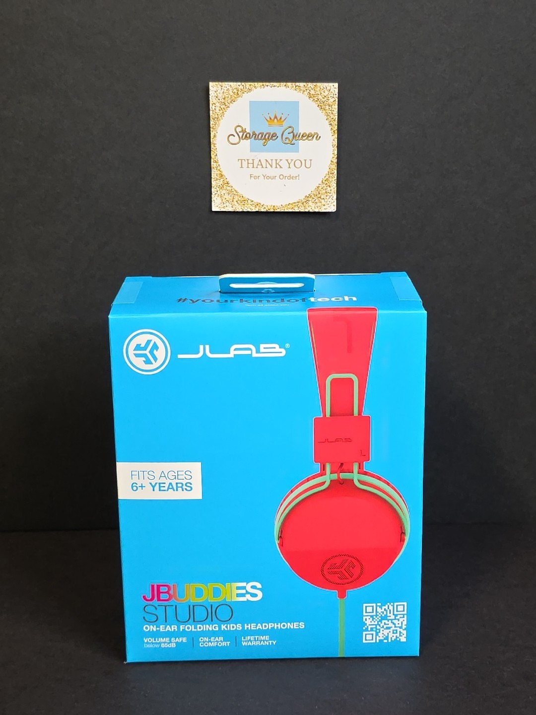 Jlab JBuddies Studio on-Ear Folding Kids Headphones Peach/Mint - New & Sealed