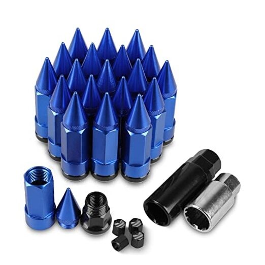 M12x1.5 Anti Theft Wheel Spike Lug Nut 20 PCS Spiked Lug Nuts with 2 PCS Blue