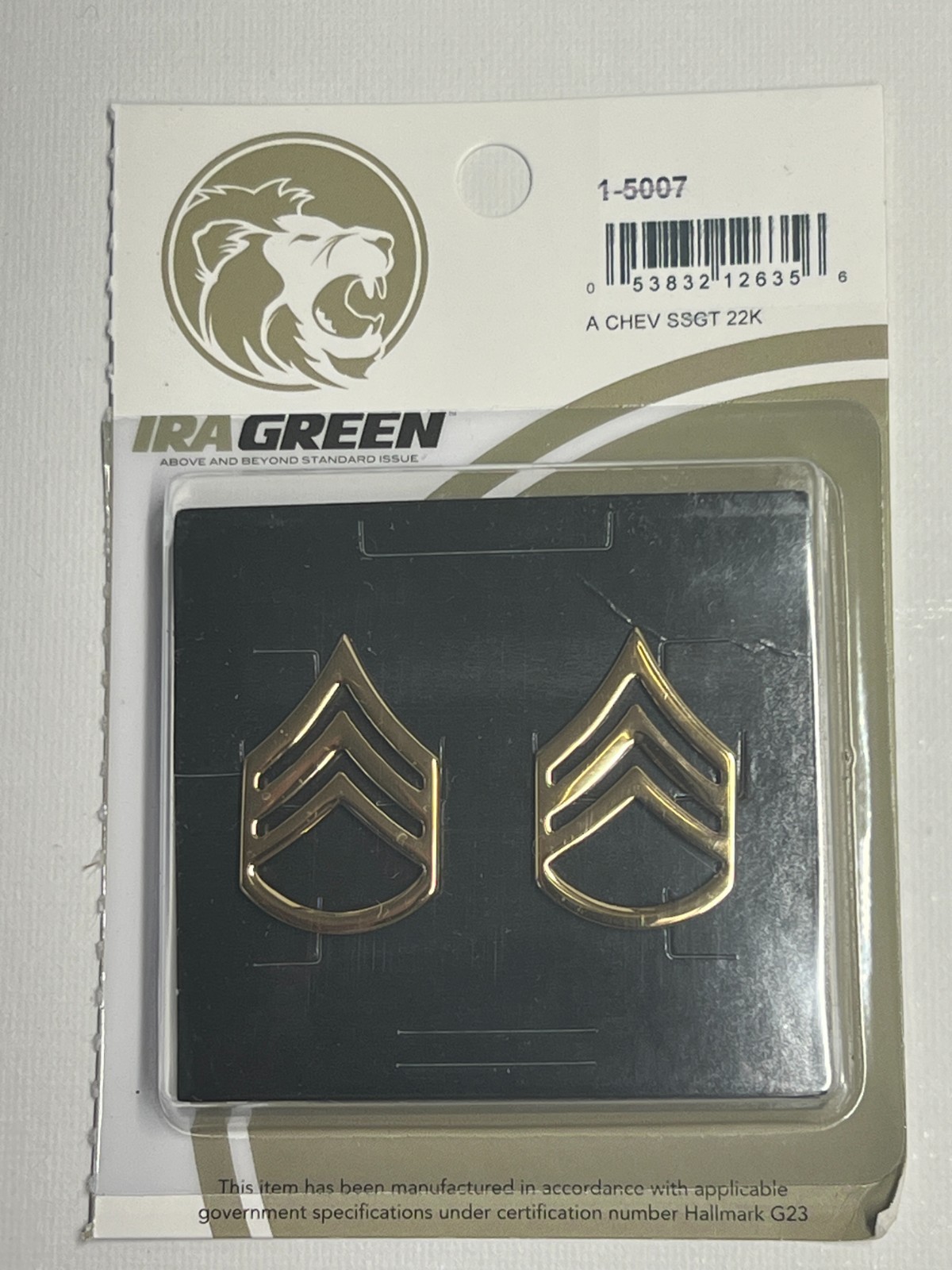 US ARMY ISSUE PAIR OF STAFF SERGEANT (E-6) INSIGNIA RANK PINS.  SEALED