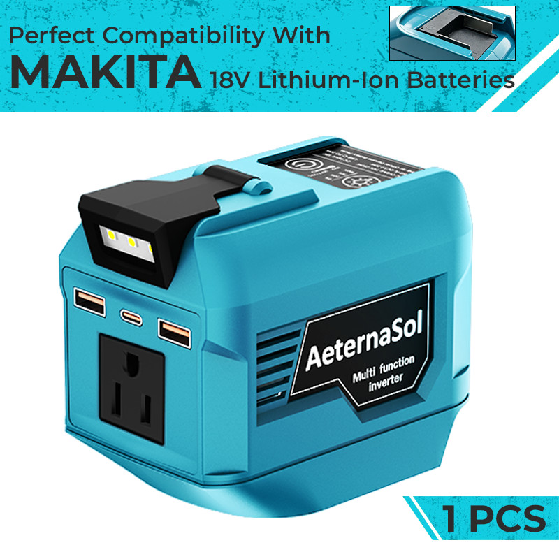 For Makita 18V Battery Power Inverter 250W Peak 500W AC 110V 3 USB Ports