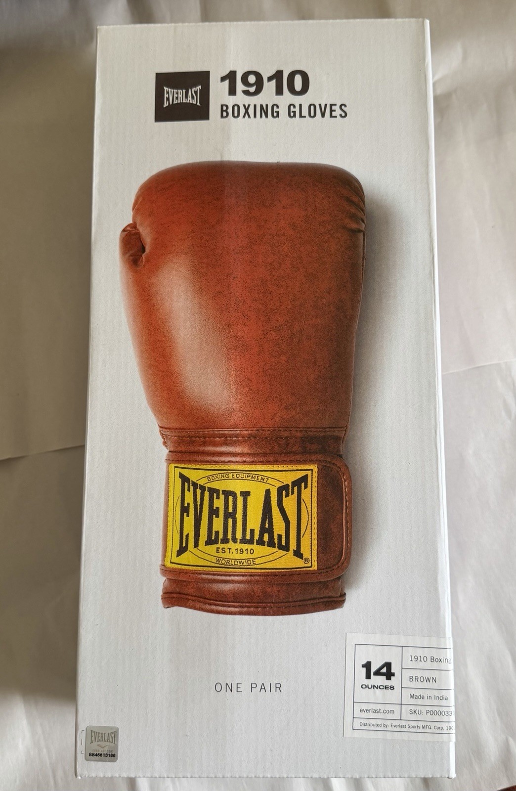 Everlast 1910 Boxing Gloves Brown 14 oz. Sparing Training