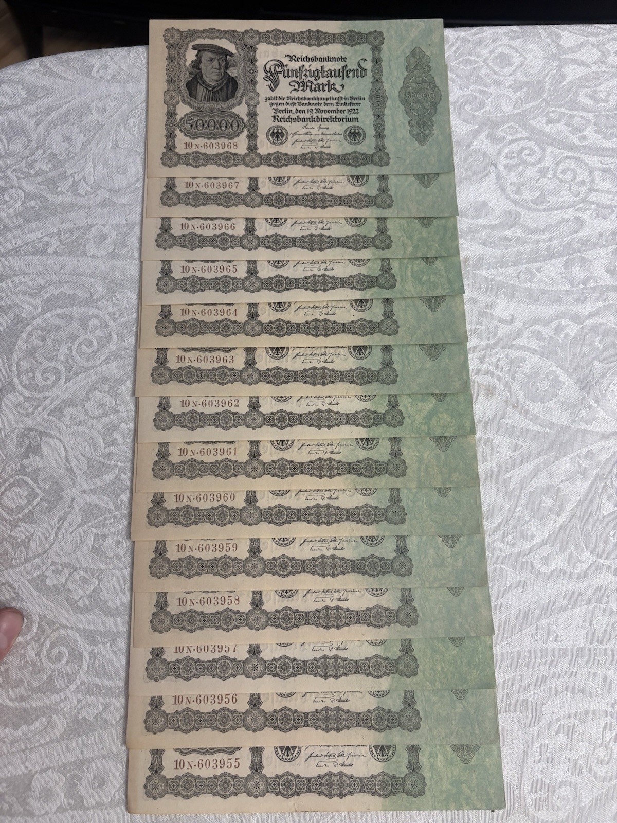 x14 CONSECUTIVE 50,000 Reichsbanknote 1922
