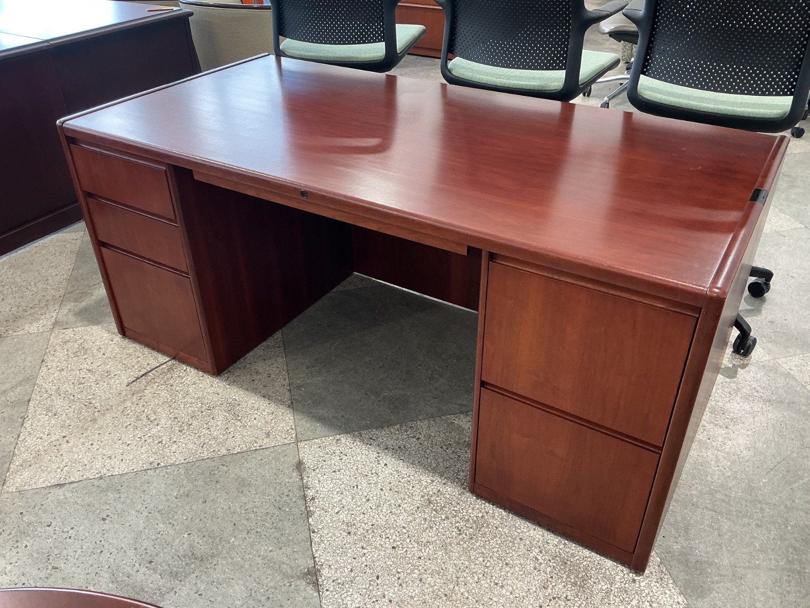 6'x3' executive double pedestal desk by Steelcase in Cherry Wood Finish