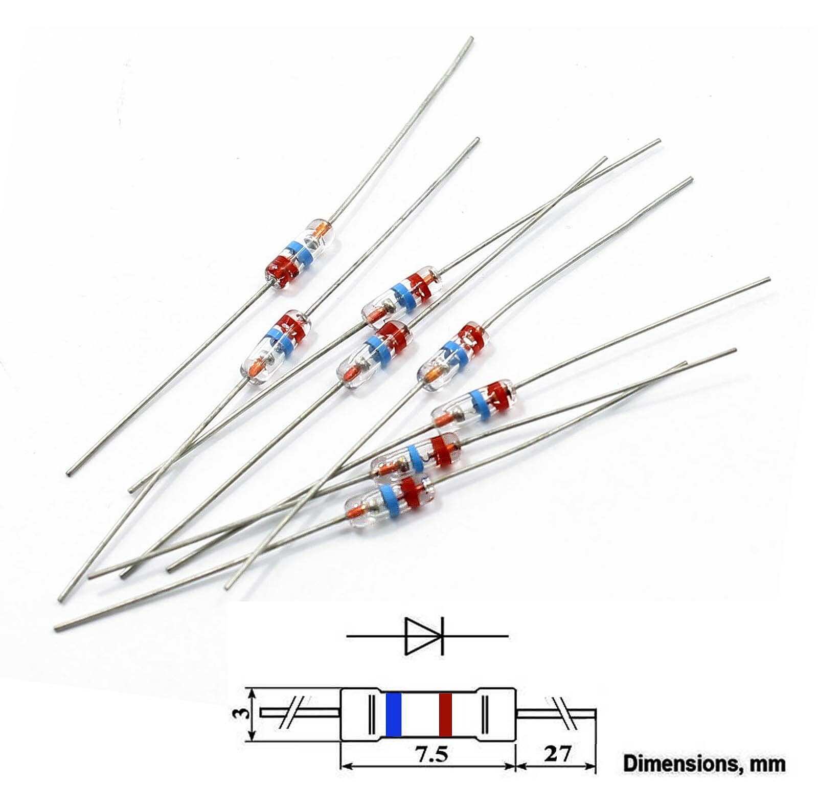 14pcs Germanium Diode D9E Red Blue Strip alt 1N34A Fuzz Pedal Crystal Radio USSR