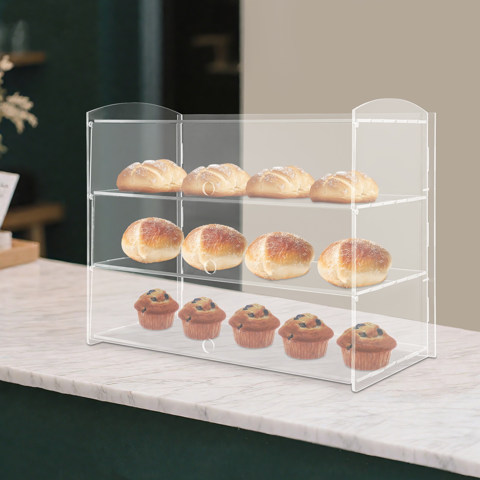 3 Tiers Acrylic Display Case Bakery Pastry Display Case Cookie Display Cabinet