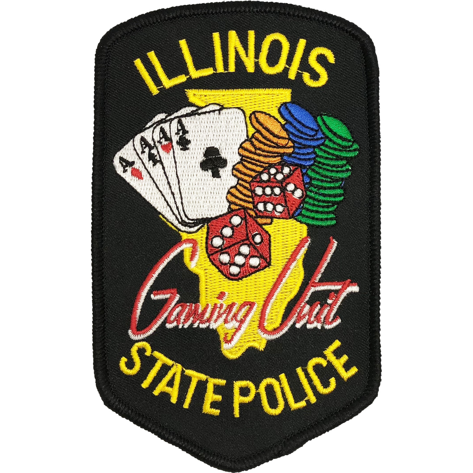 ILLINOIS STATE POLICE SHOULDER PATCH: Gaming Unit with Metallic Thread