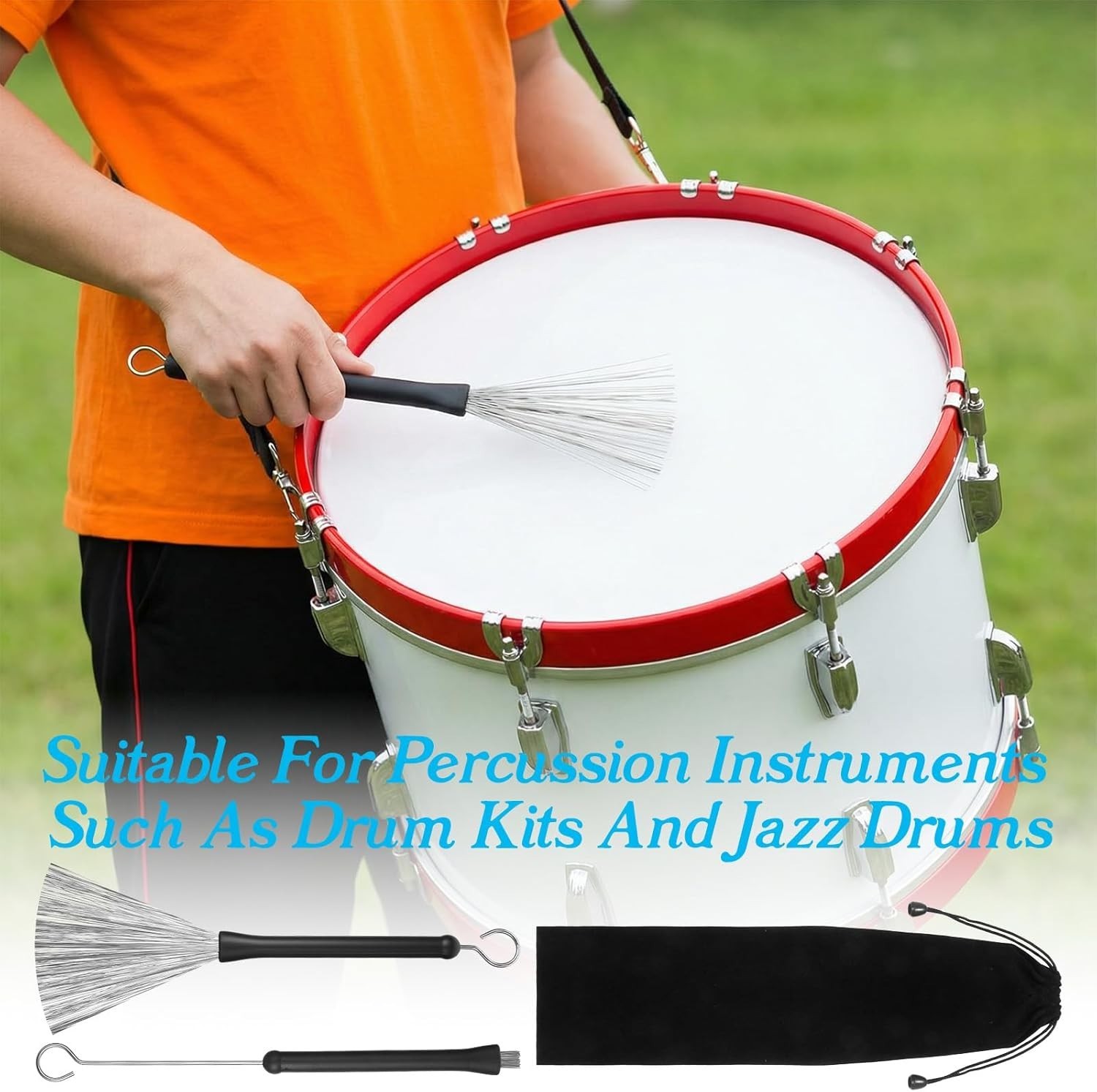 Wire Brushes for Drum Set Retractable Smooth Jazz Adjustable Fan