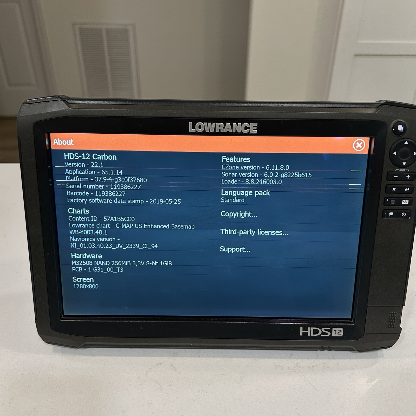 Lowrance Carbon HDS 12 Head Unit