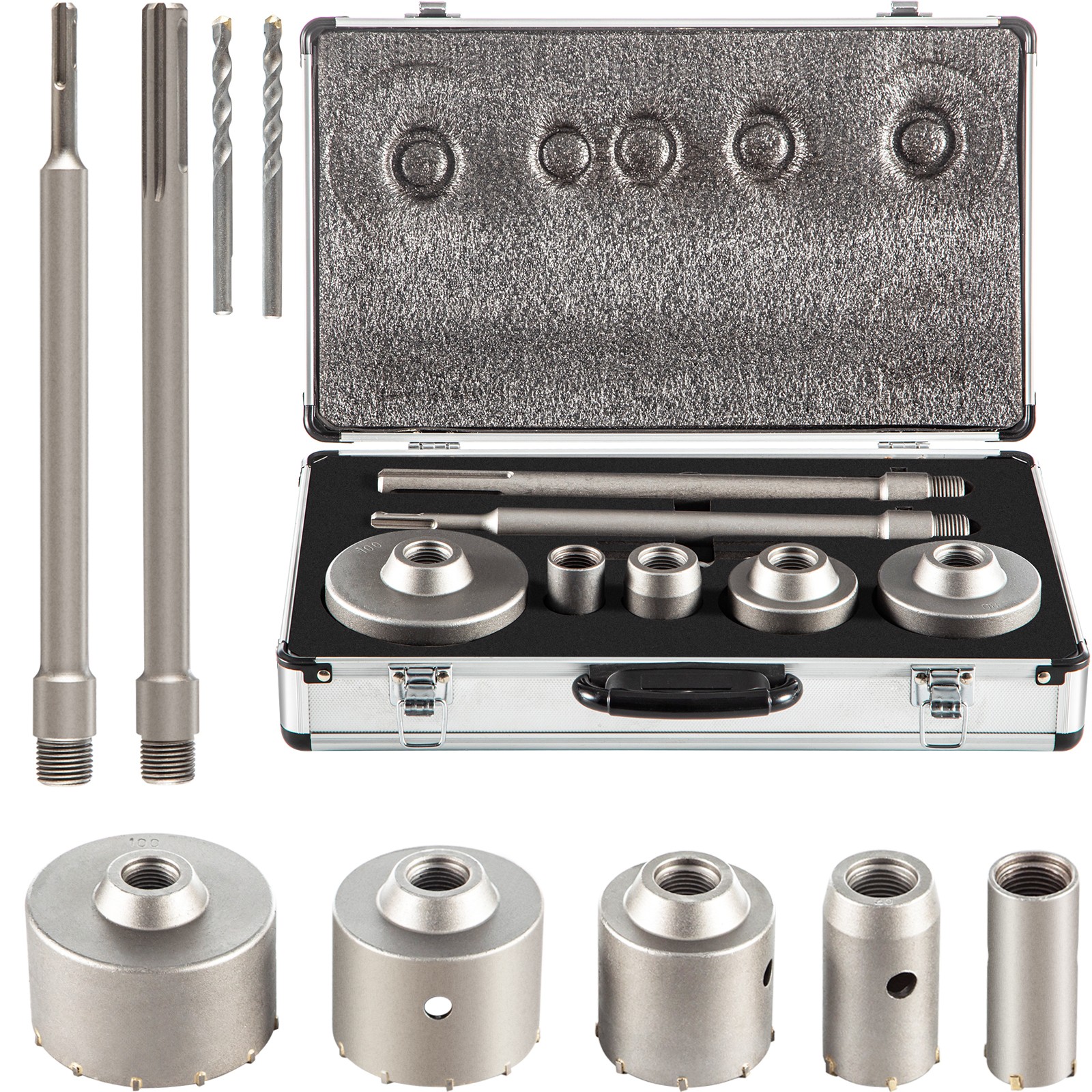 Uimoso Concrete Hole Saw Kit Wall Hole Opener 30-100mm SDS Plus or SDS Max Shank