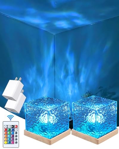 2 Packs Ocean Lamp with Charger Adapters, Lava Lamp Northern Lights Corded - 2P