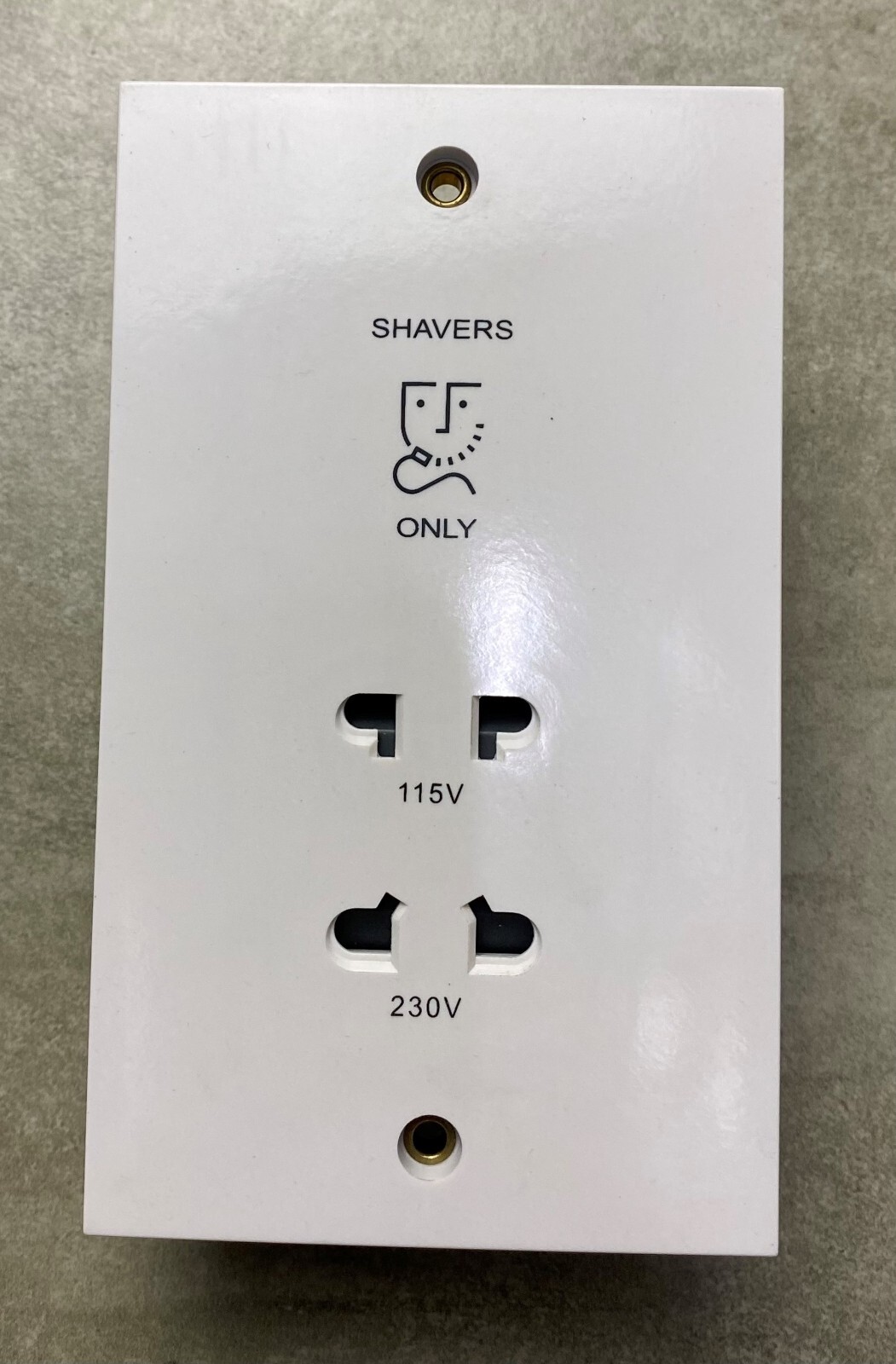 BG Electrical 101 White Square Edge 115/230V Dual Voltage Shaver Socket