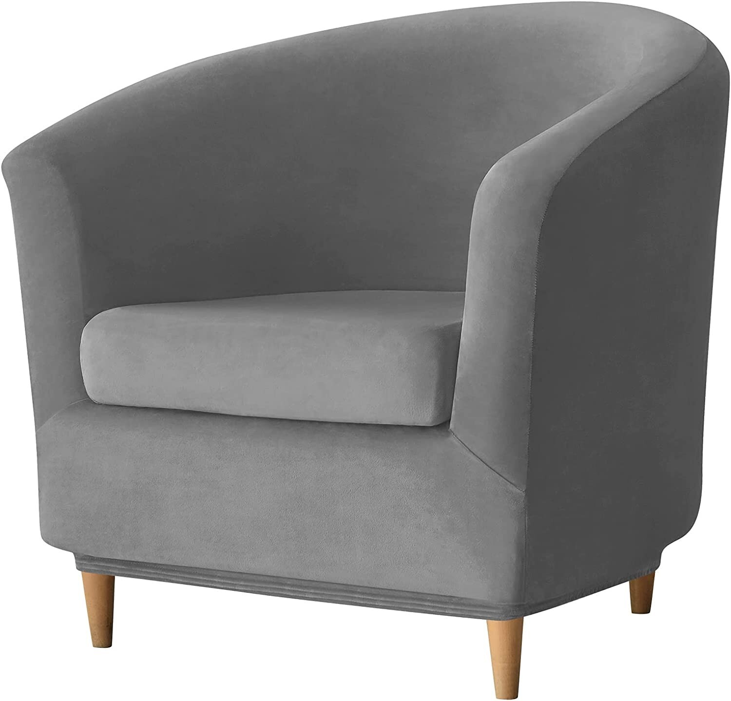 REECOTEX Velvet Club Chair Slipcover Dark Grey Soft Stretchy Washable Removable