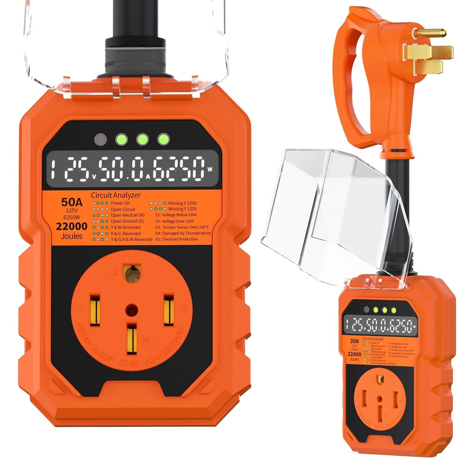 22000J RV Surge Protector 50 Amp with Auto Shutoff & Reset, LED Display Real-Tim