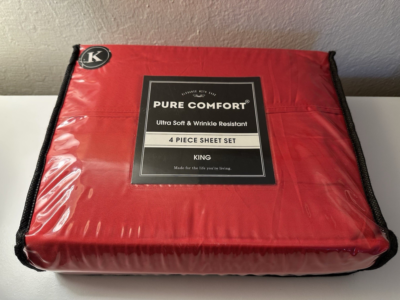 Pure Comfort King Ultra Soft & Wrinkle Resistant 4 Piece Sheet Red Set