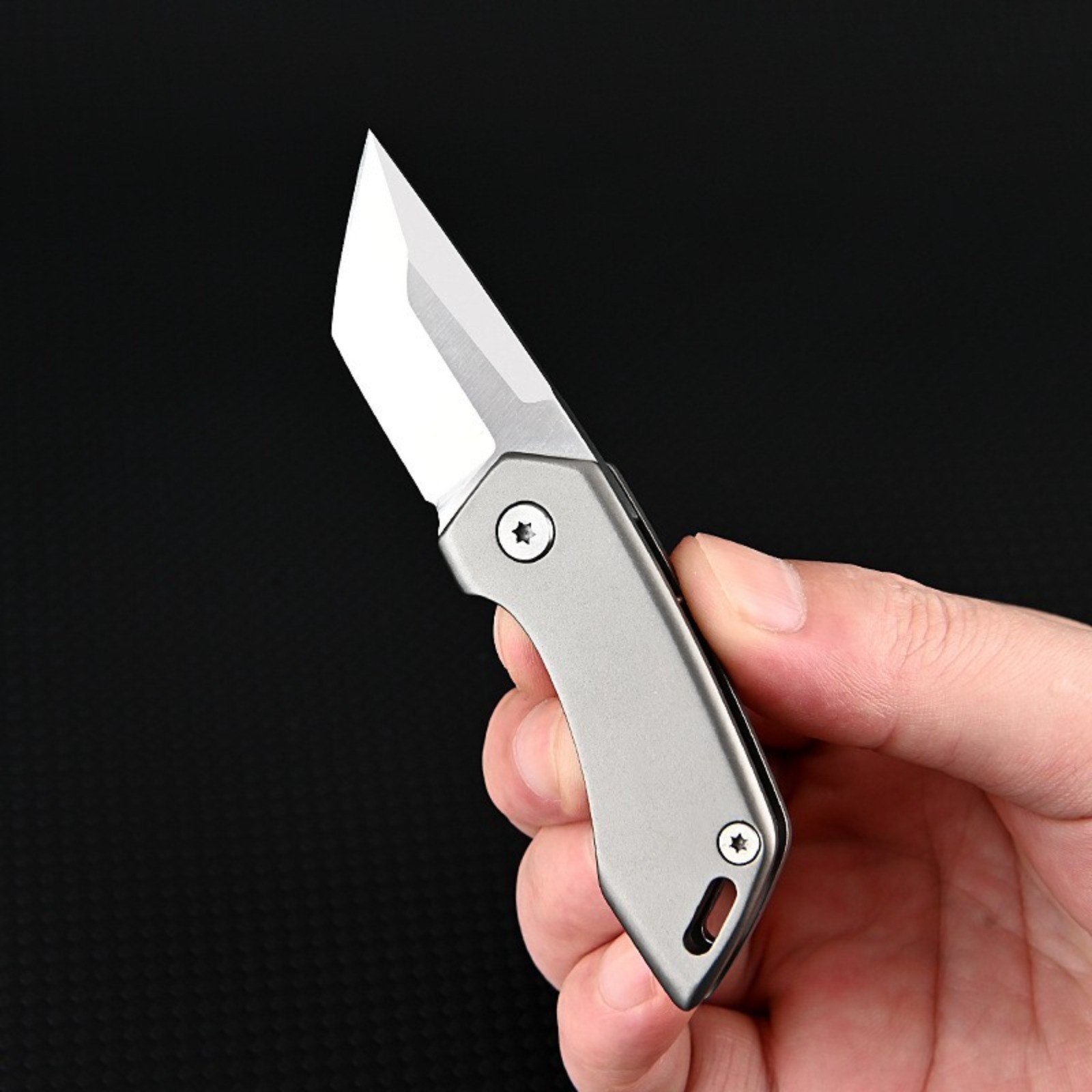 Mini Titanium Folding D2 Tanto Blade Knife EDC Outdoor Camping Keychain Tools